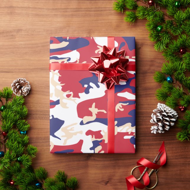Papel De Presente 4th of July, Independence day, Camouflage Beige (Presente de Natal)