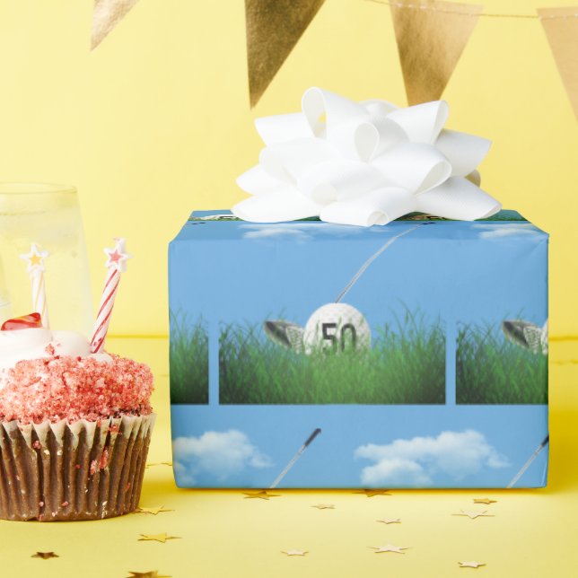 Papel De Presente 50º Aniversário da Bola de Golfe (Festa de aniversário)