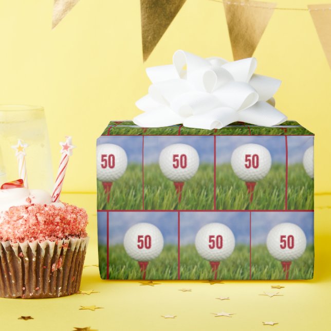 Papel De Presente 50º Aniversário da Bola de Golfe (Festa de aniversário)