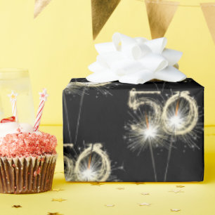 Papel De Presente 50º aniversário dos Sparklers de Preto