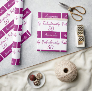 Papel De Presente 50º aniversário Papel de empacotamento rosa fabu