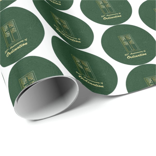 Papel De Presente 50 anos personalizáveis do Verde de Ordenação (Ponta do rolo)