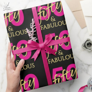 Papel De Presente 50 e Fabuloso Aniversário de Cinquenta Anos