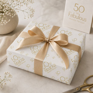 Papel De Presente 50 e Fabuloso Moderno Aniversário de 50 anos