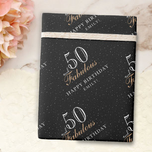 Papel De Presente 50 e Fabuloso Moderno Preto Aniversário de 50 anos