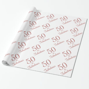 Papel De Presente 50 & Fabuloso Aniversário Brilho Dourado Rosa