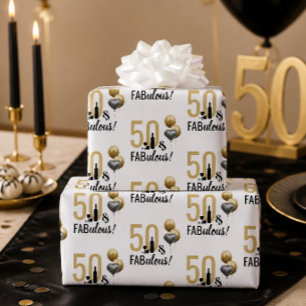 Papel De Presente 50 & Fabuloso Dourado e Preto Quebra de Presente M