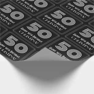 Papel De Presente 50th Aniversário: Olhar inspirado art deco "50"
