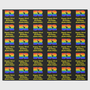 Papel De Presente 52º Aniversário: Divertido, Colorido Arco-Íris 