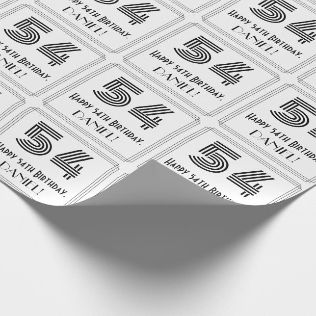 Papel De Presente 54.o aniversário: Art Deco Inspirated Style "54" + (Ponta)