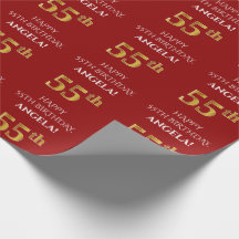 55.o aniversário: Elegante, Vermelho, Faux Dourado