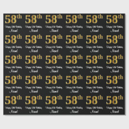 Papel De Presente 58.º aniversário: Olhar Dourado Elegante Luxurioso