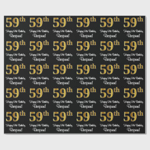 Papel De Presente 59.o aniversário: Aspecto Dourado elegante de Fau