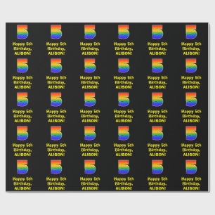 Papel De Presente 5 Aniversário: Divertido, Arco-Íris Colorido Inspi