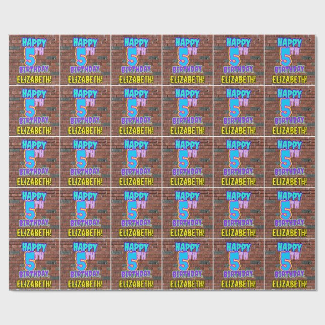 Papel De Presente 5 Aniversário: Divertido, Grafite Urbano Inspirado (Aberto)