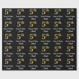 Papel De Presente 5 Aniversário: Elegante Luxurioso Faux Dourado Loo