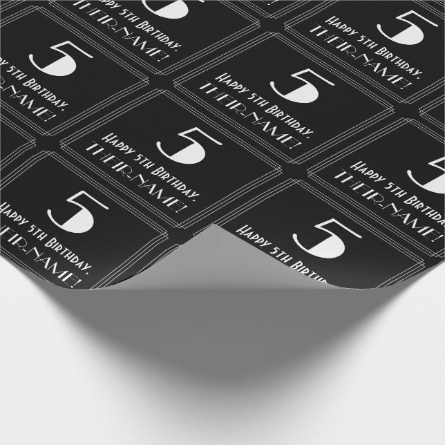 Papel De Presente 5 Birthday - Arte Deco Inspirou "5" (Ponta)