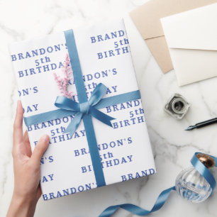 Papel De Presente 5 Birthday White Blue Simples
