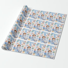 Papel De Presente 5th Birthday Boy Astronaut Blast off Planets