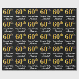 Papel De Presente 60º aniversário: Aspecto Dourado elegante de Faux