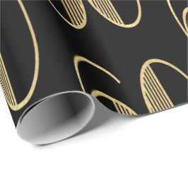 Papel De Presente 60º aniversário do Elegante Dourado e Negro