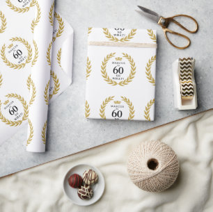Papel De Presente 60 E Daí Coroa de Louro Divertida 60º Aniversário