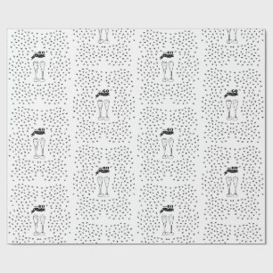 Papel De Presente 60 e Espumante Preto e Branco desenhado à Mão