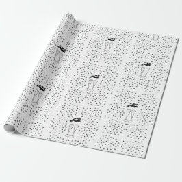 Papel De Presente 60 e Espumante Preto e Branco desenhado à Mão