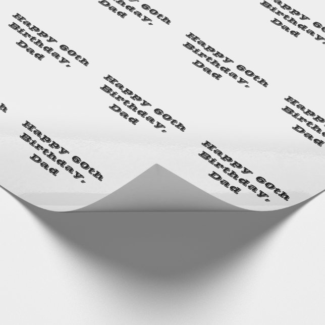 Papel De Presente 60th Envoltório do aniversário, do pai, o preto & (Ponta)