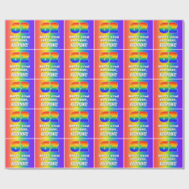 Papel De Presente 62º Aniversário: Padrão Arco-Íris Colorido e Diver