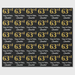 Papel De Presente 63º aniversário: Olhar Dourado Elegante Luxurioso 