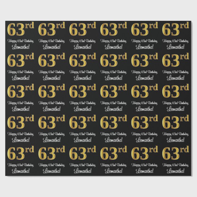 Papel De Presente 63º aniversário: Olhar Dourado Elegante Luxurioso  (Aberto)