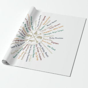 Papel De Presente 63 National Parks Map Oferece ao US Park Vintage C