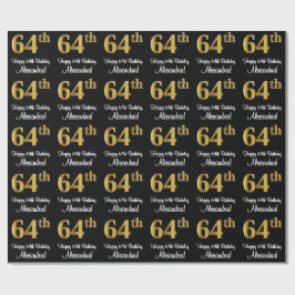Papel De Presente 64.º aniversário: Elegante Luxurioso Faux Dourado 