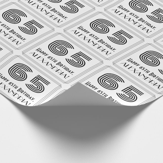 Papel De Presente 65.o aniversário: Art Deco Inspira Estilo "65" + N (Ponta)