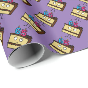 Papel De Presente 65th Bolo de aniversário com velas