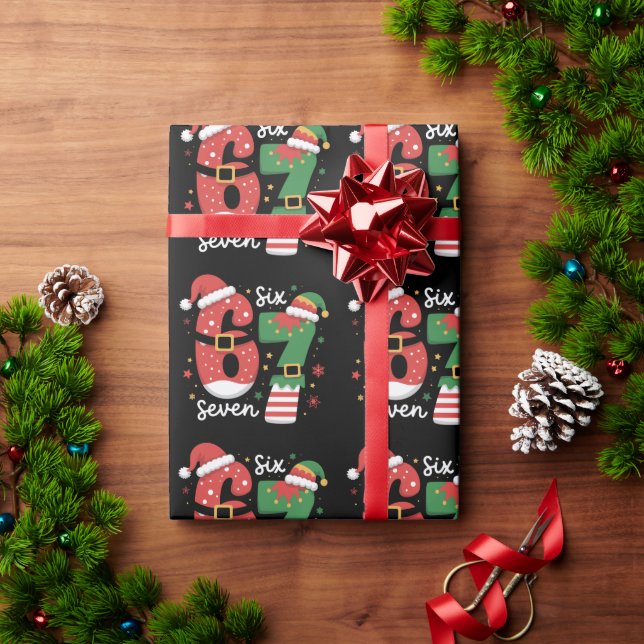Papel De Presente 67 Meme Six Seven Elfo Chapéu de Natal Santa (Presente de Natal)