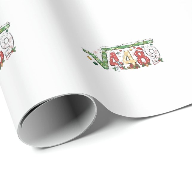 Papel De Presente 67 Raiz Quadrada 4489 Seis Sete Matemática Natal (Ponta do rolo)