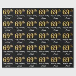 Papel De Presente 69º aniversário: Olhar Dourado Elegante Luxurioso 
