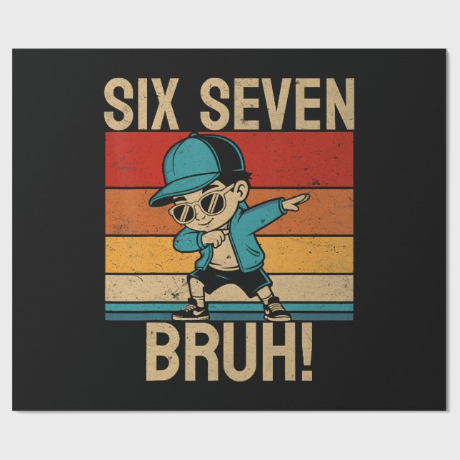 Papel De Presente 6 7 Números Dabbing Seis Sete Bruh (Aberto)