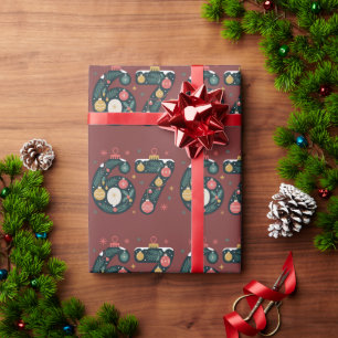 Papel De Presente 6 7 Seis Sete Geração Z Alpha Gíria de Natal Bolas