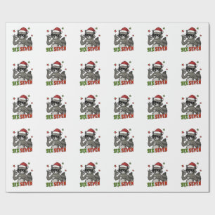 Papel De Presente 6 7 Seis Sete Mão Gen Z Alpha Guaxinim Natal