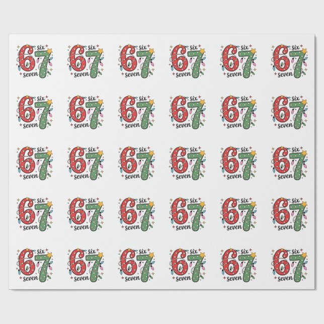 Papel De Presente 6 7 Seis Sete Mão Geração Z Alpha Meme Gíria Natal (Aberto)