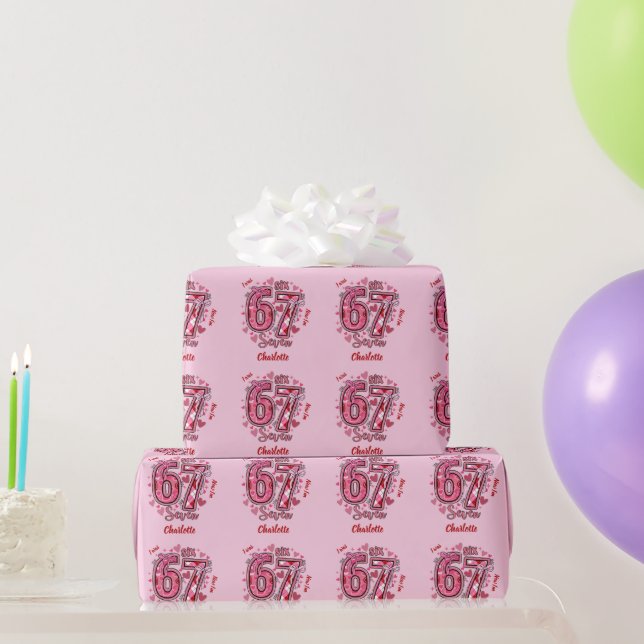 Papel De Presente 6 7 Six Seven Meme Trend Girls 7th Birthday (Presentes para festas)