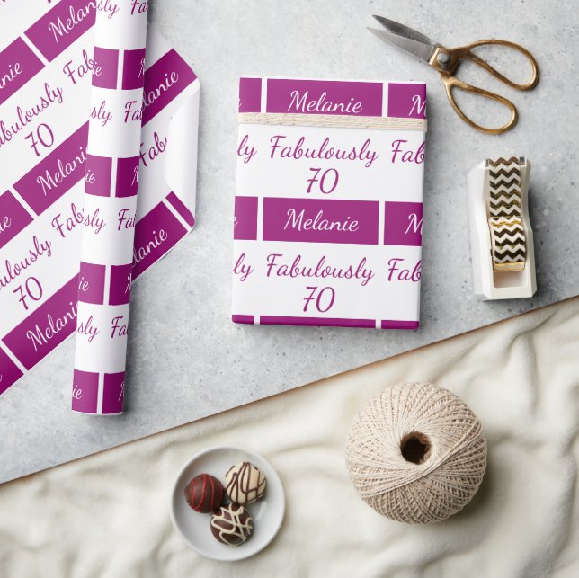 Papel De Presente 70 Birthday PINK Fabulosamente 70 Papel de Envolvi (Artesanato)