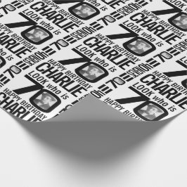 Papel De Presente 70 de aniversário mono parece 70 foto personalizad