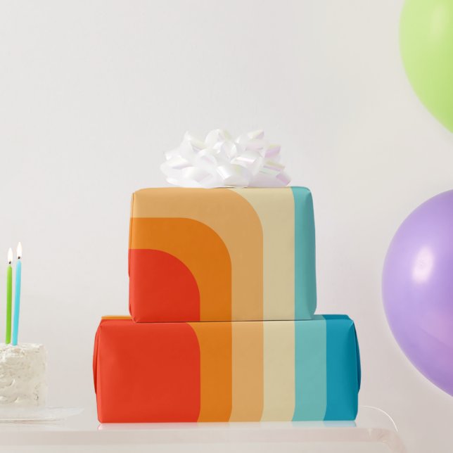 Papel De Presente 70s Square Rainbow (Presentes para festas)