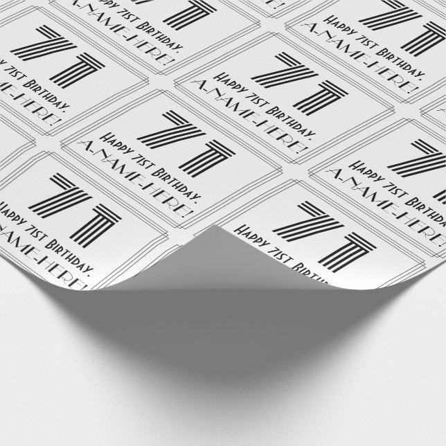 Papel De Presente 711 Aniversário: Art Deco Estilo Inspirado "71" +  (Ponta)