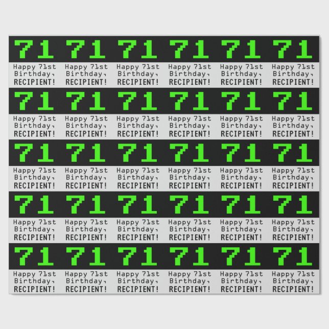Papel De Presente 711 Aniversário - Estilo Nerdy / Geeky "71" e Nome (Aberto)