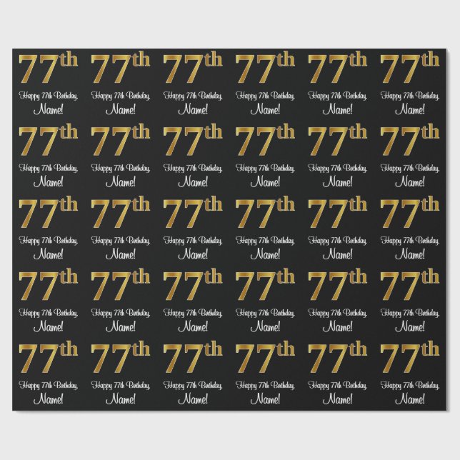 Papel De Presente 77º aniversário: Elegante Luxurioso Faux Dourada l (Aberto)